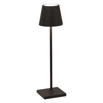 Afbeelding van Zafferano, Poldina Micro Lamp, Oplaadbare Snoerloze Tafellamp met Touchbediening, Geschikt voor Binnen en Buiten, Dimmer, 2200 3000 K, Hoogte 27,5 cm, Kleur Zwart