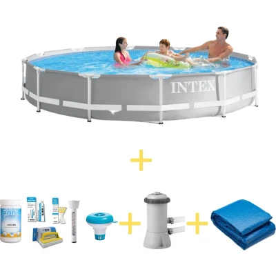Afbeelding van Intex Zwembad Prism Frame 366 x 76 cm Inclusief WAYS Onderhoudspakket, Filterpomp &amp; Grondzeil