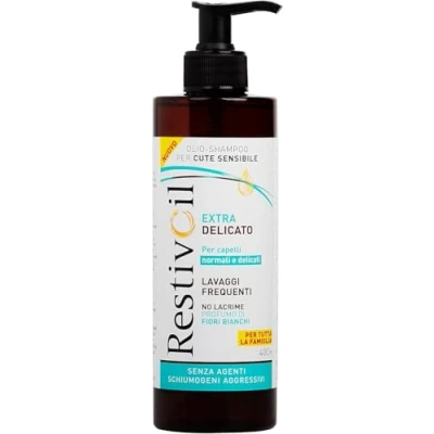 Afbeelding van RestivOil Extra hydraterende shampoo voor normaal tot zacht haar, olie met wit bloemenaroma, aanbevolen veelvuldig wassen, 400 ml