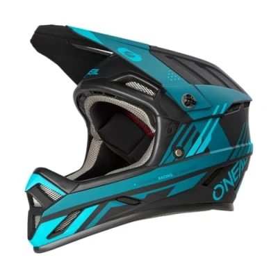 Afbeelding van O&#039;NEAL Mountainbike helm, MTB Downhill, veiligheidsnorm EN1078, ventilatieopeningen voor luchtstroom en koeling, ABS buitenschaal, Backflip Helmet Strike V.23, volwassenen, zwart/groenblauw, XL