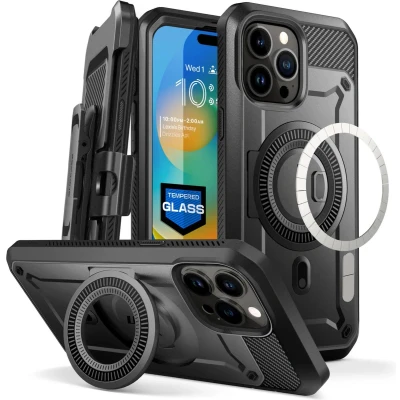 Afbeelding van Supcase UBMag Geschikt Voor iPhone 15 Pro hoesje met screenprotector Zwart