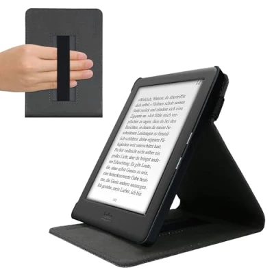 Afbeelding van kwmobile Hoesje compatibel Met Kobo Glo HD/Touch 2.0 polsriem en standaard e Reader beschermhoes in grijs