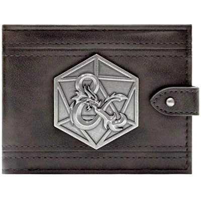 Afbeelding van Dungeons &amp; Dragons 3D Ampersand Metalen Dobbelstenen Badge Portemonnee/Beurs Bi Fold ID Kaarthouder, Bruin