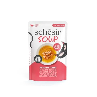 Afbeelding van 12x Schesir Complementary in Soep Kattenvoer Nat Zalm&amp;Wortel 40 gr