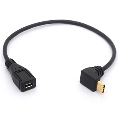 Afbeelding van OpenII Micro USB naar Type C Kabelsnoer, 90 graden Hoekige Mannelijk B Vrouwelijk Adapter Converter voor Macbook Pro, Laptop, Android apparaten (USB C/Type positief)