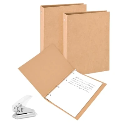 Afbeelding van Tufa 2 x A4 map van kraftpapier, 4 ringen, formaat, kraftpapier met perforator voor kantoor, school, multifunctioneel, knutselbenodigdheden