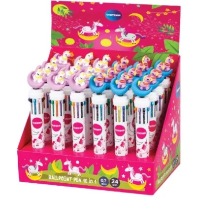Afbeelding van 24 balpennen 10 kleuren unicorn
