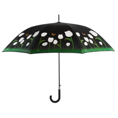 Afbeelding van Esschert Design tulpparaplu met kleur veranderend zwart doek