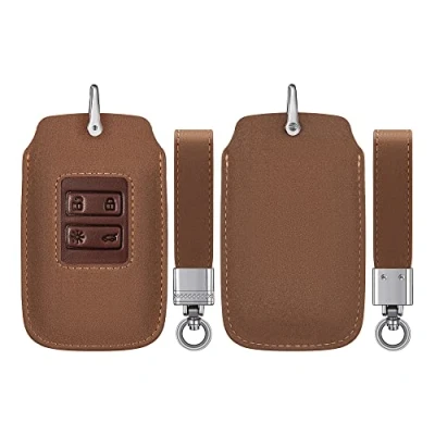 Afbeelding van kwmobile Autosleutel hoesje geschikt voor Renault 4 knops Smartkey (alleen Keyless Go) behuizing in lichtbruin / bruin