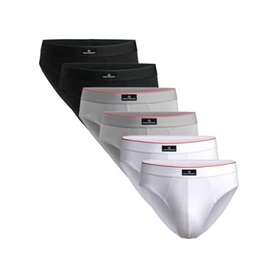 Afbeelding van DANISH ENDURANCE 6 pak, Katoenen Slip, Klassiek Ondergoed, Hoge Beenuitsnijding, voor Heren Veelkleurig (2x Zwart, 2x Grijs, Wit) L