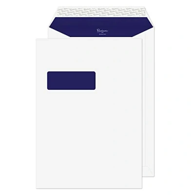 Afbeelding van Blake Pure C4 324 x 229 mm 120 g/m² gerecycleerde Peel &amp; Seal Pocket Vensterenveloppen (RP84892) Super Wit geweven Pack van 250