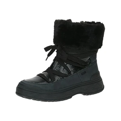 Afbeelding van Caprice Enkellaarsjes met plateauzool, Dames, Maat: 38, Black comb Leer en textiel