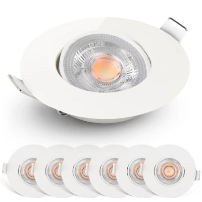 Afbeelding van Spotjes Wit Dimbaar 6 stuks Ultralage Inbouwdiepte 480 Lumen 2700K Warm 4.9W 50 Kantelbaar Emos Exclusive Inbouwspots Led