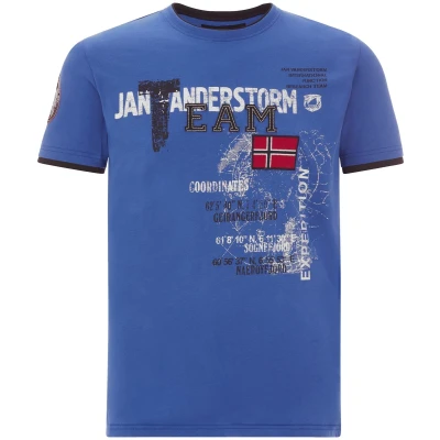 Afbeelding van Jan Vanderstorm SÖLVE Tshirt print, Heren, Maat: XXL, Royal blau