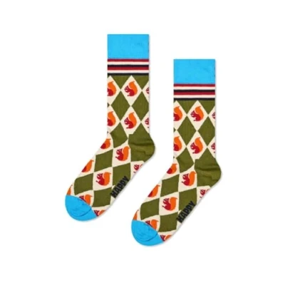 Afbeelding van High socks Happy SQUIRREL ARGYLE SOCK