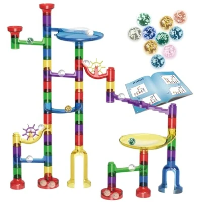 Afbeelding van Glowing Marble Run Discovery Set met Glow in the Dark ks, anti wiebelen, duurzame constructie en educatief STEM speelgoed voor kinderen van 4 7 jaar nieuwsgierige jonge bouwers