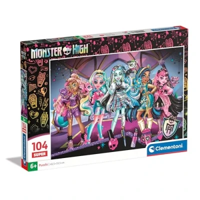 Afbeelding van Clementoni Monster High Supercolor 104 stukjes, kinderen 6 jaar, ontwikkeling observatievaardigheden, logica en handmatigheid, puzzel cartoons, Made in Italy, 25784, meerkleurig