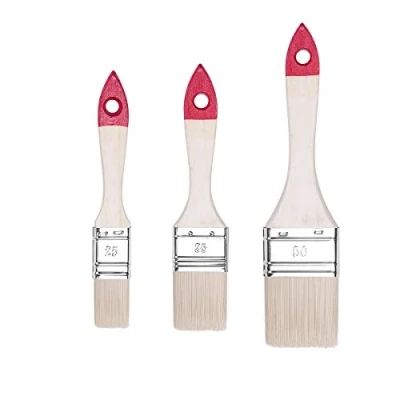 Afbeelding van M7 Platte borstelset 3 delig, breedte 1 inch, 1.5 2 schilderpenselenset met houten handvat, lakkwast stuks, serie *30*, A0280 030100, rood, 1/1.5/2 inch