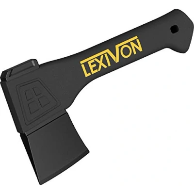 Afbeelding van LEXIVON Bijl 23 cm van staal klasse A, met versterkte greep ingespoten glasvezel, schokabsorberend, antislip, handgreep omsloten en vervormd, inclusief mesbescherming