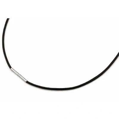 Afbeelding van Boccia 0805 02 Ketting titanium leder zilverkleurig zwart 2 mm