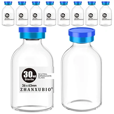 Afbeelding van ZHANXUBIO Steriele Lege Flesjes met Zelf Helende Injectiehaven en Aluminium Plastic GLB, Steriel Pakket (30ml Duidelijk 10PCS)