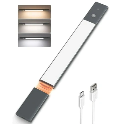 Afbeelding van EZVALO led kastlamp, 40 cm, met bewegingsmelder, verlichting voor keuken, onder kast, wit licht, 5000 K, 3 verlichtingsmodi, lamp, oplaadbaar via USB, balk 1 stuk