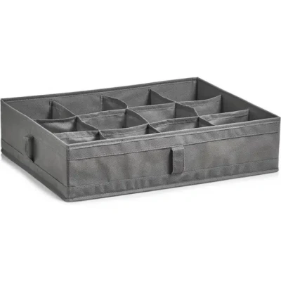 Afbeelding van Zeller kleding/kast organiser 12 vakken grijs 44 x 34 11 cm polyester Opbergmanden