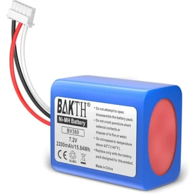 Afbeelding van BAKTH 2200mAh 7.2V NiMH batterij echte capaciteit voor iRobot Braava 380T, 380, 390T Mint Plus 5200, 5200C