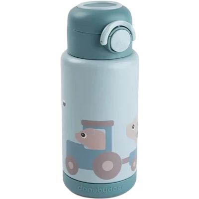 Afbeelding van Done by Deer Thermo fles Tiny farm Blauw 340 ml
