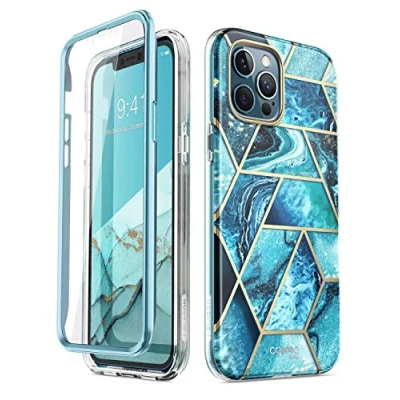 Afbeelding van i Blason Cosmo Series Hoesje voor iPhone 12 Pro Max 5G 6,7 inch (release 2020), full body stijlvolle beschermhoes met ingebouwde schermbeschermer (oceaan)