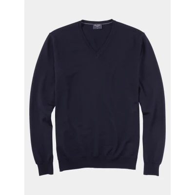 Afbeelding van Olymp Trui Merino Donkerblauw maat S Heren Pullover met Modern fit Pasvorm wol