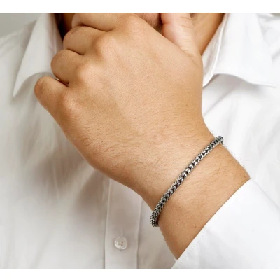 Afbeelding van Zilver Geoxideerde Armband oxi vossestaart 4 1101642 21 cm