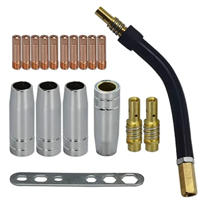 Afbeelding van RIVERWELD MB15 15AK Contact Tip 0.9mm M6 &amp; Tips Houder Difuser Shield cup Torch Neck Voor MIG Lastoorts 18 stks