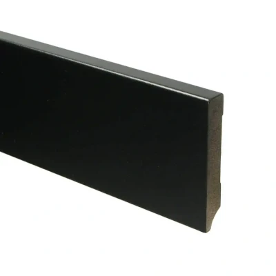 Afbeelding van PVC MDF Moderne plint 120x15 Zwart voorgelakt RAL 9005 Vloer Lab21