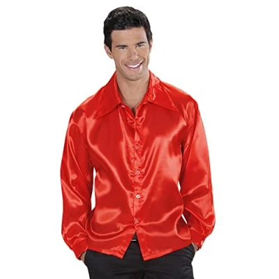 Afbeelding van Widmann Discoshirt met lange mouwen, satijnen overhemd, themafeest, carnaval