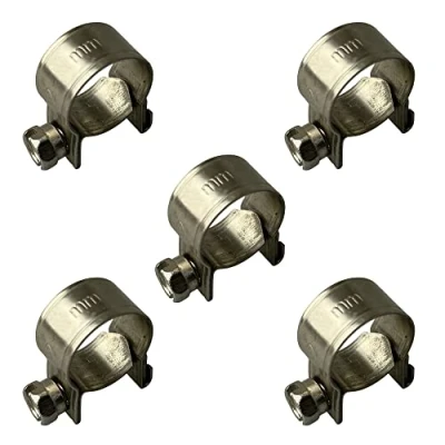 Afbeelding van Pack van 5 RVS Mini Brandstofleiding Slangclip Jubilee Benzine Pijpklemmen Zilver (8 10mm)