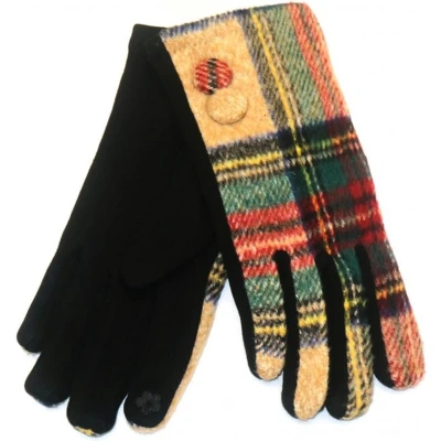 Afbeelding van Handschoenen Geruit Dames One Size Touchscreen Tip Bruin en Multi