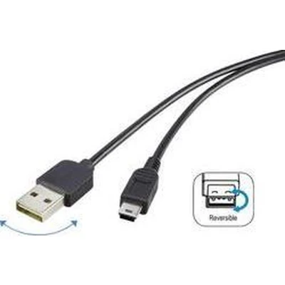 Afbeelding van Renkforce USB kabel 2.0 A stekker, mini B Stekker 1.80 m Zwart past op beide manieren, Vergulde ste