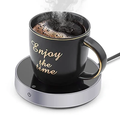 Afbeelding van Suewow Koffiewarmer, kopjeswarmer, tafel elektrische drankwarmer met 3 temperatuurinstellingen, auto aan/uit en power off bescherming (zilverkleurig)