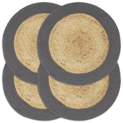 Afbeelding van Placemats 4 st 38 cm jute en katoen natuurlijk antraciet