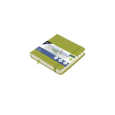 Afbeelding van Schetsboek Kangaro 12x12cm lime green PU HC 80 vel 140gr roomwit met e