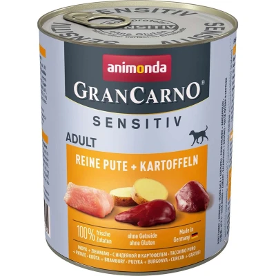 Afbeelding van 6x 800g animonda GranCarno Adult Sensitive Pure Kalkoen &amp; Aardappelen Honden Natvoer