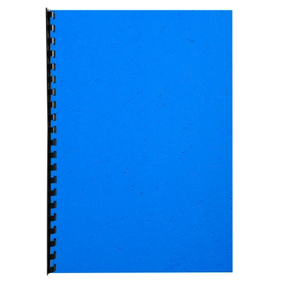 Afbeelding van Exacompta 2780C verpakking met 100 omslagdeksels (EverCover, gerecycled karton lederstructuur, DIN A4, 270 g/m2) A4. Stuk blauw