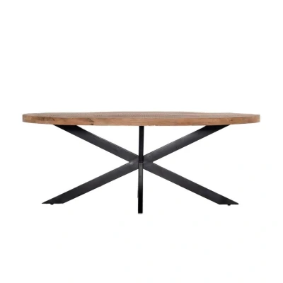 Afbeelding van Giga Meubel Ovale Eettafel 200cm Mangohout &amp; Metaal Mansour