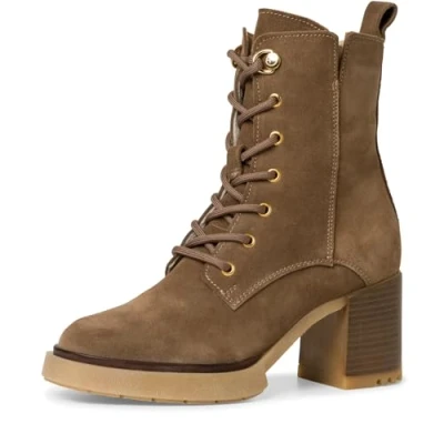 Afbeelding van Tamaris Enkellaarsjes met plateauzool, Dames, Maat: 38, Cigar Veloursleer