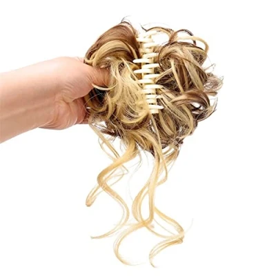 Afbeelding van Haar Chignon Synthetische Bun Hair Clips Messy Paardenstaart Extensions Golvend Krullend Broodje Claw Pruiken for Vrouwen Knot haarstukjes (Color : 1Pcs 08)