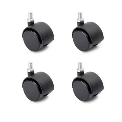 Afbeelding van EMUCA 2037817 zwenkwielen met dubbel wiel, zonder rem, voor meubels, diameter 40 mm, bouten M8 x 12 kogellagers, zwart, 4 stuks