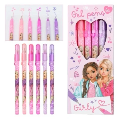 Afbeelding van Depesche 12191 TOPModel Girly gelstiften, set in roze en paars, met 6 stiften glitterkleuren om te schrijven versieren, meerkleurig