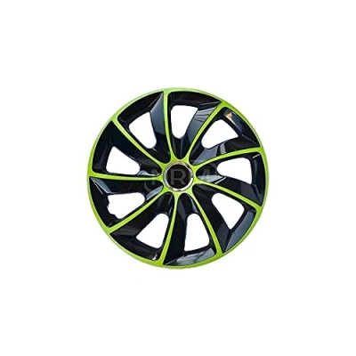 Afbeelding van NRM Stig Extra Wieldoppen 14&quot; Groen &amp; Zwart set van 4 stuks ABS / Duurzaam Resistant