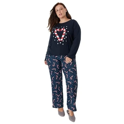 Afbeelding van Trendyol Marineblauwe Gebreide Pyjamaset Met Nieuwjaarsthema Tbbaw23Ai00044